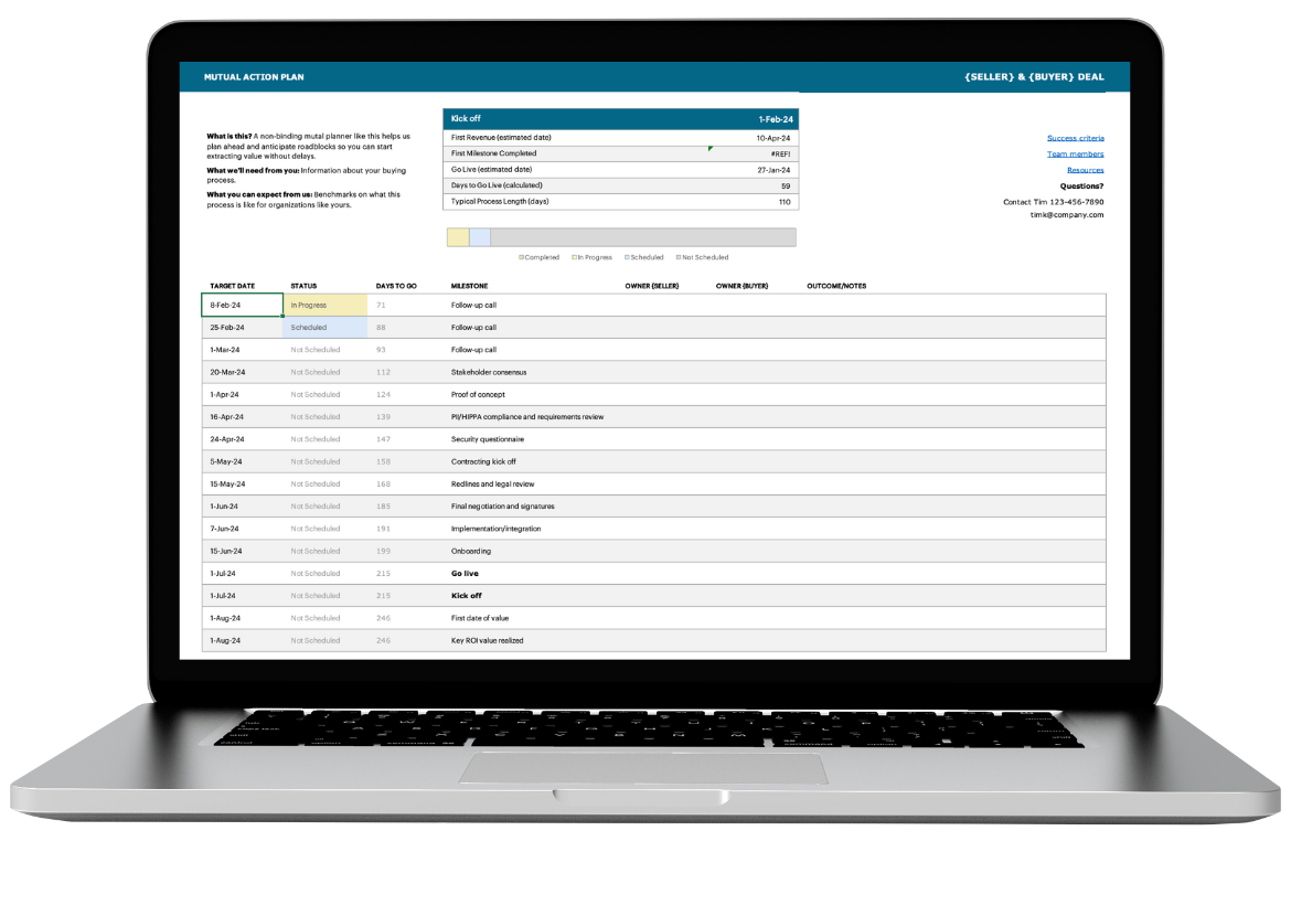 Download The Mutual Action Plan Template For Healthcare Sales 