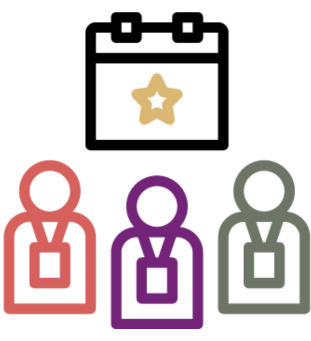 icon showing sales kickoff meeting attendees in the audience