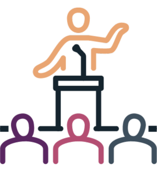 icon showing full view of the sales kickoff keynote speaker and attendees