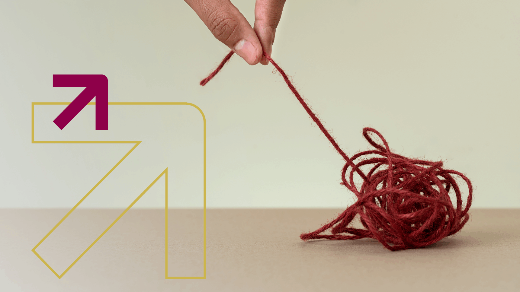 image with a hand pulling a ball of yarn representing the nature of selling in 2026