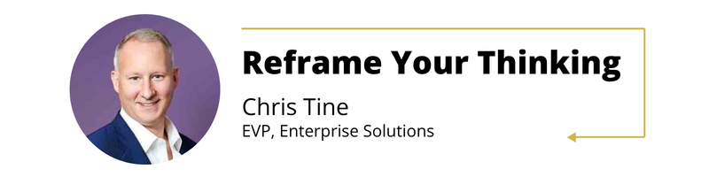 Chris Tine, EVP Enterprise Solutions profile with words 